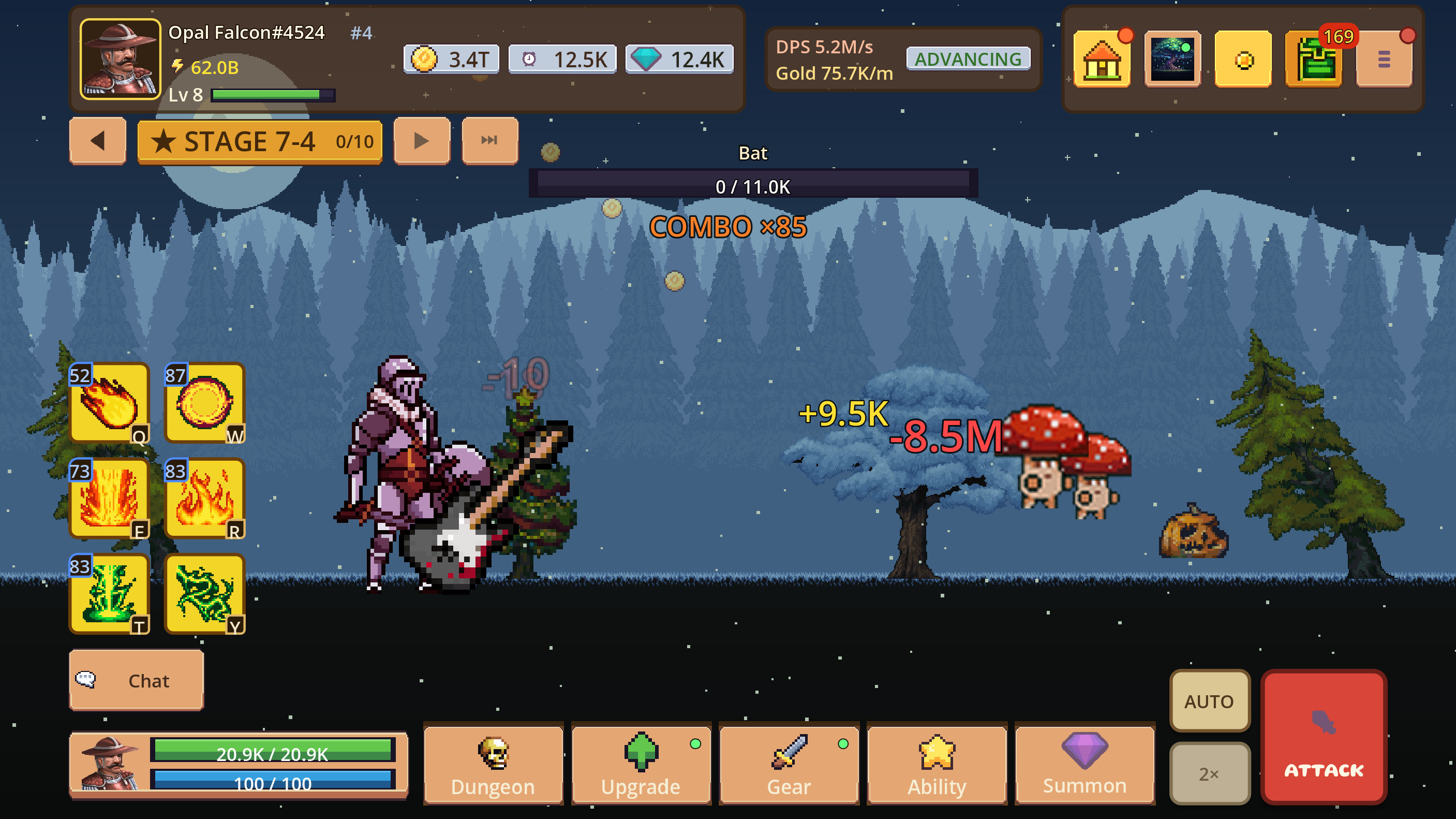 Battle taking place in a cold frost-themed environment